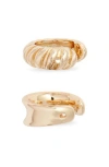 Open Edit Set Of 2 Cuff Earrings In Gold