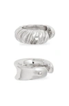 Open Edit Set Of 2 Cuff Earrings In Silver