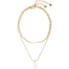 Open Edit Set Of 2 Cultured Pearl Ball Chain Necklaces In Gold