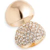 Open Edit Set Of 2 Domed Rings In Clear- Gold