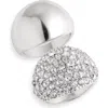 Open Edit Set Of 2 Domed Rings In Clear- Rhodium
