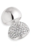 Open Edit Set Of 2 Domed Rings In Clear- Rhodium