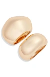 Open Edit Set Of 2 Geometric Dome Rings In Gold