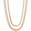 Open Edit Set Of 2 Herringbone Chain Necklaces In Gold