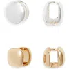 Open Edit Set Of 2 Orb Huggie Earrings In Gold