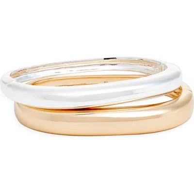 Open Edit Set Of 2 Rounded Square Bangles In Gold