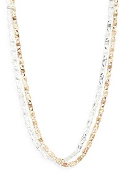 Open Edit Set Of 2 Textured Chain Link Necklaces In Gold
