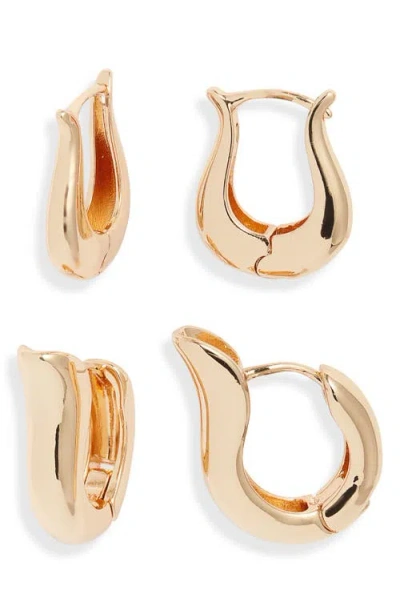 Open Edit Set Of 2 Tulip Hoop Earrings In Gold