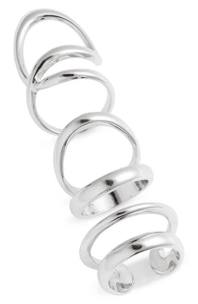 Open Edit Set Of 3 Bold Double Band Rings In Rhodium