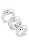 Open Edit Set Of 3 Domed Rings In Silver