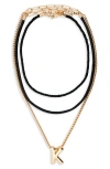 Open Edit Set Of 3 Interchangeable Initial Pendant Necklaces