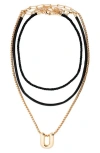 Open Edit Set Of 3 Interchangeable Initial Pendant Necklaces