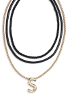 Open Edit Set Of 3 Interchangeable Initial Pendant Necklaces