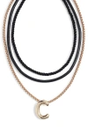 Open Edit Set Of 3 Interchangeable Initial Pendant Necklaces