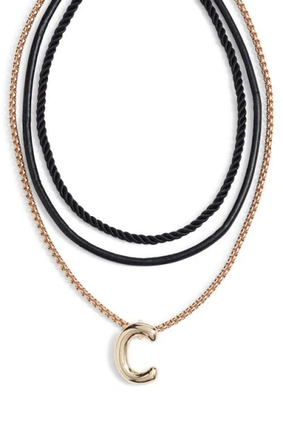 Open Edit Set Of 3 Interchangeable Initial Pendant Necklaces