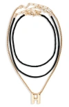 Open Edit Set Of 3 Interchangeable Initial Pendant Necklaces In Gold