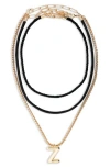 Open Edit Set Of 3 Interchangeable Initial Pendant Necklaces In Multi