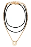 Open Edit Set Of 3 Interchangeable Initial Pendant Necklaces In Multi