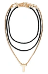 Open Edit Set Of 3 Interchangeable Initial Pendant Necklaces In Multi