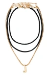 Open Edit Set Of 3 Interchangeable Initial Pendant Necklaces In Multi