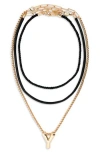 Open Edit Set Of 3 Interchangeable Initial Pendant Necklaces In Multi