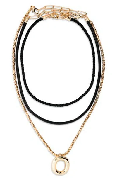 Open Edit Set Of 3 Interchangeable Initial Pendant Necklaces In Multi
