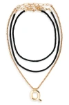 Open Edit Set Of 3 Interchangeable Initial Pendant Necklaces In Multi