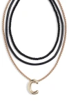 Open Edit Set Of 3 Interchangeable Initial Pendant Necklaces In Multi