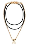 Open Edit Set Of 3 Interchangeable Initial Pendant Necklaces In Multi