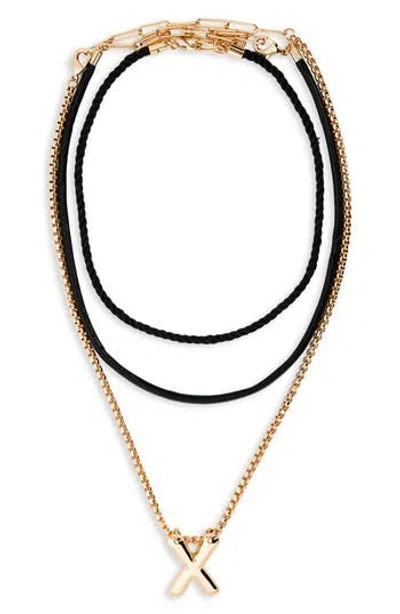 Open Edit Set Of 3 Interchangeable Initial Pendant Necklaces In Multi