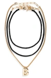Open Edit Set Of 3 Interchangeable Initial Pendant Necklaces In Multi