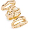 Open Edit Set Of 3 Molten Rings In Gold