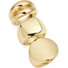 Open Edit Set Of 3 Polished Signet Rings In Gold