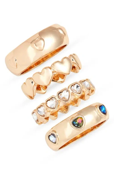 Open Edit Set Of 4 Heart Rings In Gold