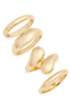 Open Edit Set Of 4 Mixed Rings In Gold