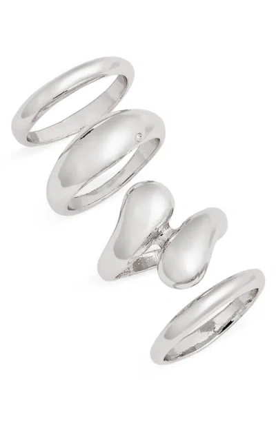 Open Edit Set Of 4 Mixed Rings In Rhodium
