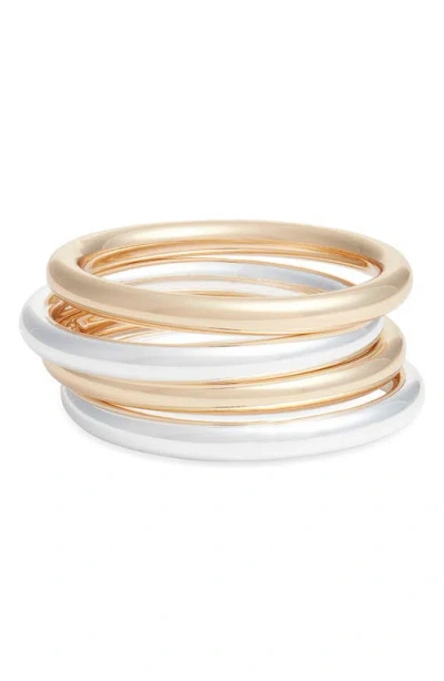 Open Edit Set Of 4 Polished Bangle Bracelets In Multi