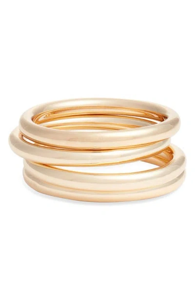 Open Edit Set Of 4 Polished Bangle Bracelets In Red