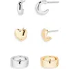 Open Edit Set Of 6 Earrings & Ear Cuffs In Goldhodium