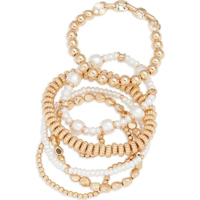 Open Edit Set Of 6 Goldtone Stretch Bracelets