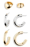 Open Edit Set Of 6 Hoop Earrings & Ear Cuffs In Goldhodium