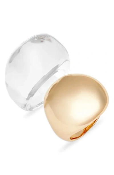 Open Edit Set Of Two Domed Rings In Gold