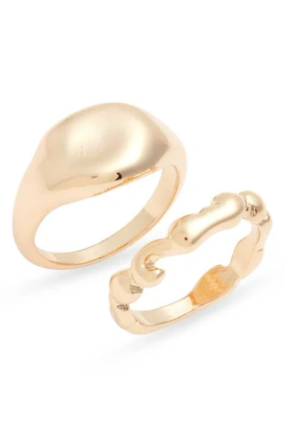 Open Edit Set Of Two Organic Shape Rings In Gold