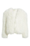 Open Edit Shaggy Faux Fur Open Front Jacket In White