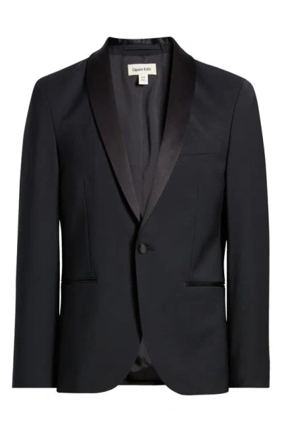 Open Edit Shawl Collar Stretch Wool Blend Dinner Jacket In Black