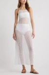 Open Edit Sheer Lace Maxi Dress In White