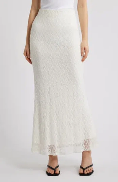 Open Edit Sheer Lace Maxi Skirt In White