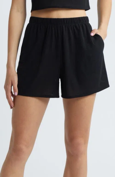 Open Edit Sheer Rib Sleep Shorts In Black