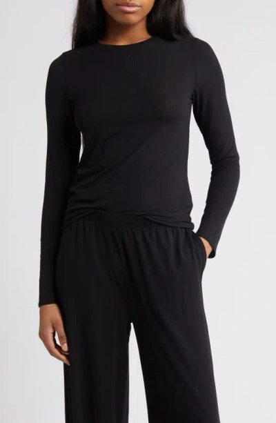 Open Edit Sheer Rib Sleep Top In Black