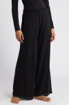 Open Edit Sheer Rib Wide Leg Pajama Pants In Black